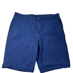 BCG Navy Blue Casual Shorts Womens Size 10 Mid Rise Flat Front Cotton Blend